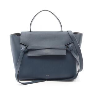 Celine Belt 2way Calfskin Leather Bag Handbag Leather Navy Blue